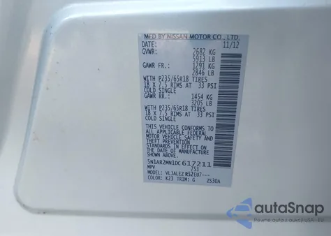 2013 Nissan Pathfinder Sv from USA, damaged, VIN 5N1AR2MN1DC617211